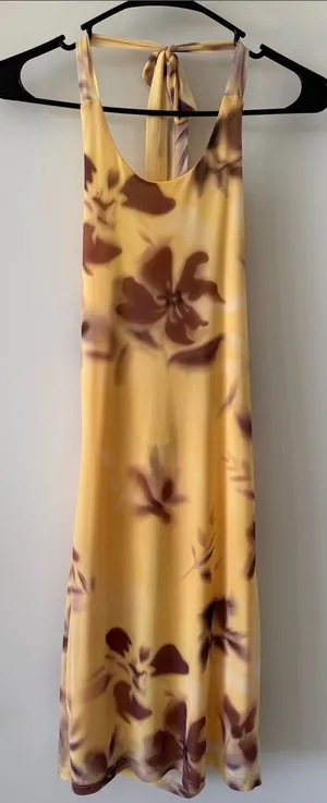 Blue Blush Yellow Floral Halter Mini Dress thumbnail 1