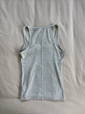 American Eagle Grey Ribbed Tank Top thumbnail 2