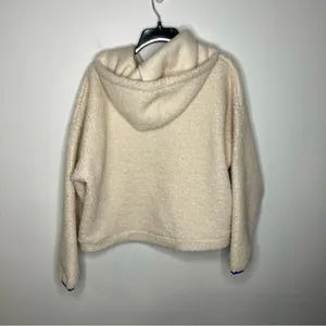 Wild Fable‎ off white Sherpa hooded pullover quarter zip size large thumbnail 7