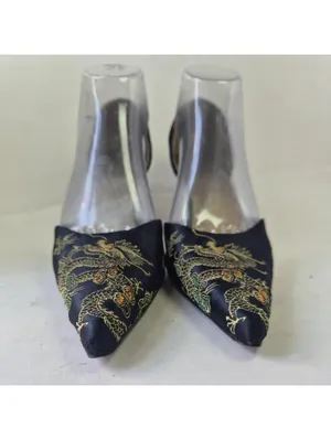 Aldo Size US 8.5 Black Multicolored Oriental Jacquard Pattern Platform Pumps thumbnail 2