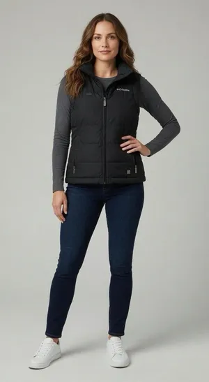 Women’s Columbia Black Feather Down Vest - Large thumbnail 1