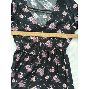 American Eagle Floral Maxi Dress Size L Black Cottage Prairie Country Hi Low thumbnail 10