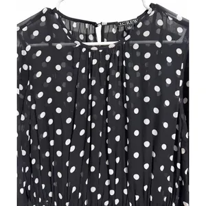 J. Crew Long-Sleeve Chiffon‎ Midi Dress Black Polka Dot Women's Size Small thumbnail 3