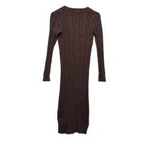 Lucky Brand Cottage Academia Sweater Dress M Brown Cable Knit Coastal Cowgirl thumbnail 2