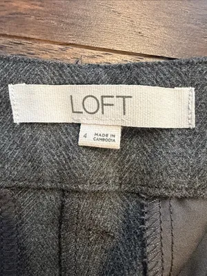 LOFT Gray Tailored Wide Leg Cropped Dress Pants Size 4 - C36-073 thumbnail 2