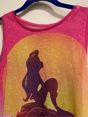 Disney Womens M Medium 34” The Little Mermaid Tank Top Sheer Chiffon Ariel Rock thumbnail 2