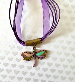 Dragonfly Necklace (733) Purple thumbnail 2
