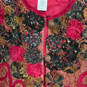 Velvet Red Jacket Witch Patchwork Medieval Bohemian Tapestry Ren Faire Medium thumbnail 5