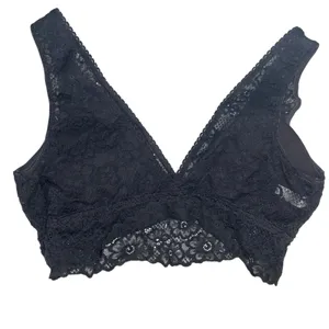 SO Intimates Black Floral Lace V-Neck Bralette Wireless Size Medium thumbnail 2