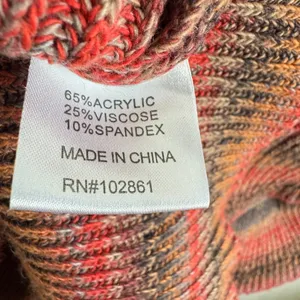Dor Dor Couture Striped Cowl Neck Poncho Sweater Red Orange Brown Womens Large thumbnail 5