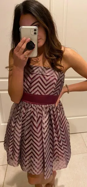Purple Stripped Homecoming Dress thumbnail 2