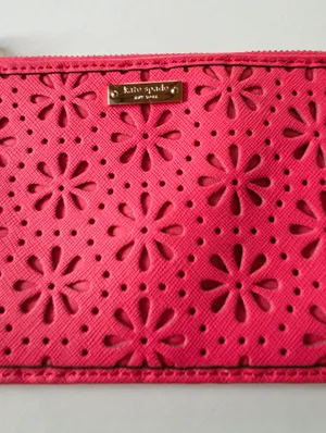 Kate Spade Pink perforated leather Cedar Street Lacey Pouch thumbnail 2