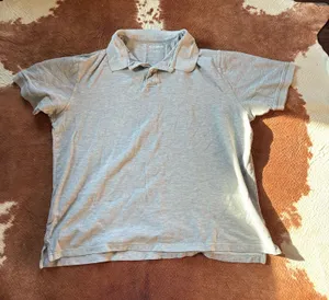 Saddlebred grey short sleeve polo top size large fits medium best Collar needs to be ironed thumbnail 1