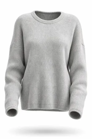 Athleta Sweater Womens Medium Wool Blend Gray Rib Knit Crew Neck Pullover thumbnail 1