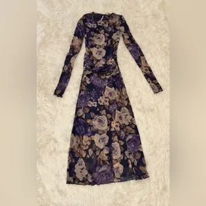 NEW Free People Gianni Maxi mesh Dress in Denim Combo Sz XS thumbnail 4