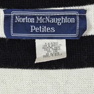 Norton McNaughton Petites‎ Black White Red Striped Button Front Cardigan Sweater thumbnail 3