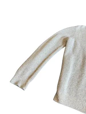 L.L. Bean Zip-Down Cardigan Sweater Ribbed Stretch Light Grey Size Large Women's thumbnail 9