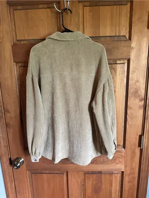 Anthropologie Taupe Corduroy Utility button up shirt jacket  size medium! thumbnail 6
