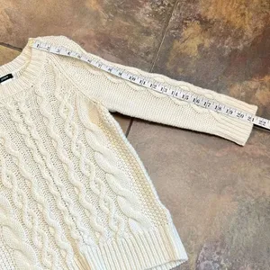 J. Crew Ivory Cable Knit Sweater XS thumbnail 5