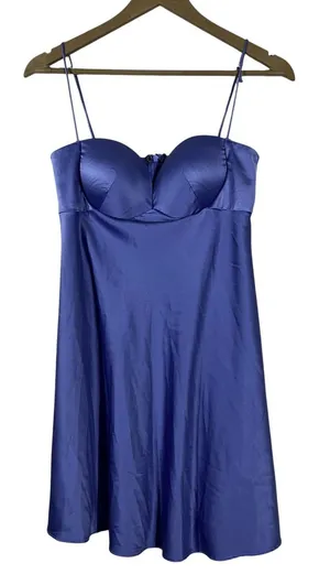 Oh Polly Bustier Satin Solid Mini Dress Lilac Regencycore Padded Strappy Size 6 thumbnail 1