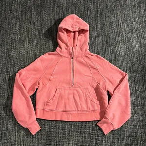 Lululemon Scuba Oversized Half Zip Hoodie Cotton Terry Raspberry Cream Size XS/S thumbnail 1