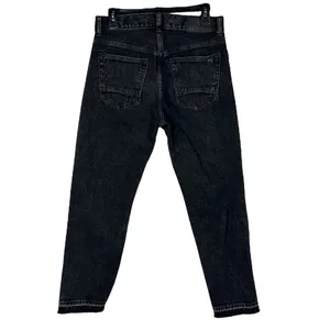 Pacsun SZ 30 Vintage Loose Crop Jeans Button-Fly Hi-Rise Seamed Leg Frayed Black thumbnail 4