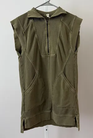 Anthropologie Daily Practice S Green Vest Zip Sleeveless Sweatshirt‎ Pullover Boho thumbnail 1