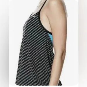 Nike Women's Striped Tank Top with sports Bra - Black and Blue thumbnail 2