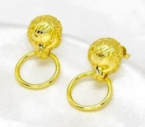 Leo Lion Ring Earring Studs Gold thumbnail 1