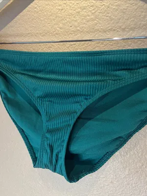 Hollister Women’s Jade Green Ribbed Bikini Bottoms Size Small thumbnail 3