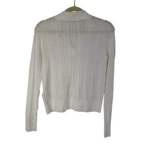 Madewell Pointelle-Stitch Polo Sweater Ivory Johnny Collar Knit Top Medium NWT thumbnail 4