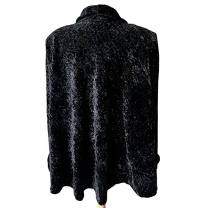 VTG 90s Y2K Connected Apparel Crushed Velvet Open Front Jacket Shawl Black XL thumbnail 2