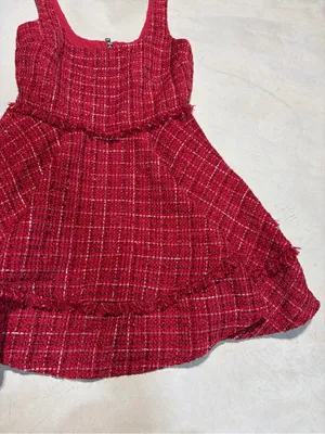 Altar’d state NWT Red Tweed Fit-and-Flare Dress burgundy small MSRP$82 thumbnail 5