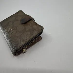 Coach Compact Brown Signature C Coated Canvas Wallet thumbnail 3
