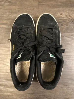 Puma Black And White Suede Shoes thumbnail 4