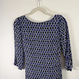 Boden Kelly Shift Dress Blue Geometric Career Office‎ Preppy Womens UK 8 US 4 thumbnail 3