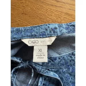 Cato Est 1946 Women Size XL Blue Paisley Shirt Top Tie Neck Career Office City‎ thumbnail 9