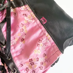Tripp NYC Womens Y2K Pink Floral Brocade Lace Up Mall Goth Punk Corset Top XL thumbnail 2