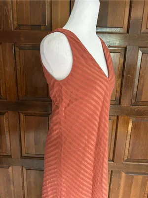 Everlane The City‎ Stripe Midi Dress Redwood Orange V-Neck Size 0 thumbnail 4