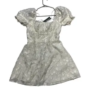 LULUS White Textured Floral Jacquard Mini Dress S thumbnail 1