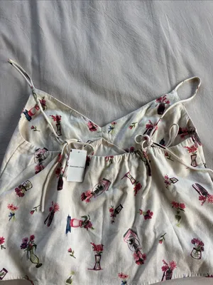 Abercrombie & Fitch Linen-Blend Babydoll Camisole🌸 thumbnail 5