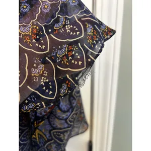 MSK Blue Paisley Flared Bell Sleeve Shift Dress Boho Floral Womens M/L READ thumbnail 8