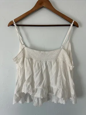 Princess Polly White Lace-Trim Cami Tank thumbnail 3