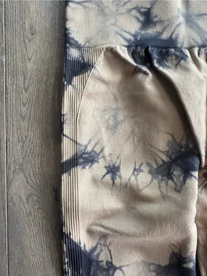 Women’s Tie-Dye Leggings in Tan and Black thumbnail 3