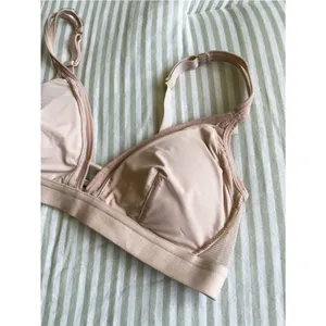 Lively Mesh Trim Triangle Padded Bralette Size S Cream Removable Padding thumbnail 2