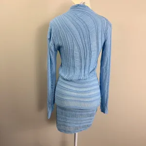 Peppermayo Angels Wing Mini Dress Light Blue Distressed Knit Cutout S/M NEW thumbnail 4