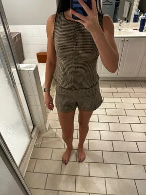 RIHOAS Brown Plaid Shorts thumbnail 4