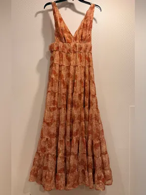 Let Me Be Floral Jacquard Tiered Maxi Dress in Rust-Pink thumbnail 5
