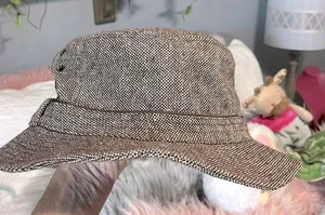 Stylish Brown Wool Tweed Bucket Hat thumbnail 1