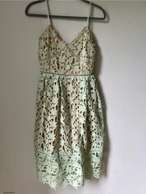 Beautiful Girl Mint Green Crochet Lace Spaghetti Strap Dress Size S thumbnail 2